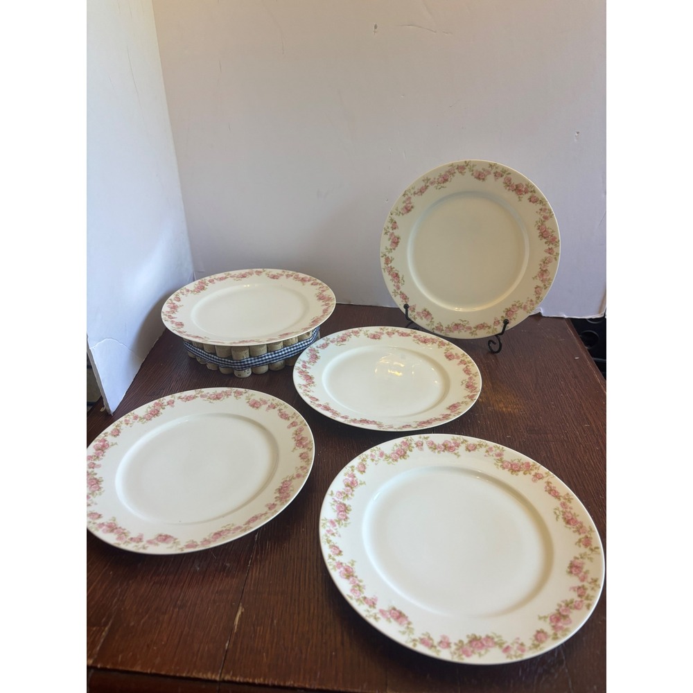 Set of 5‎ Ch Field Haviland Limoges France Pink Floral Salad Plates GDA 8.5 Inch